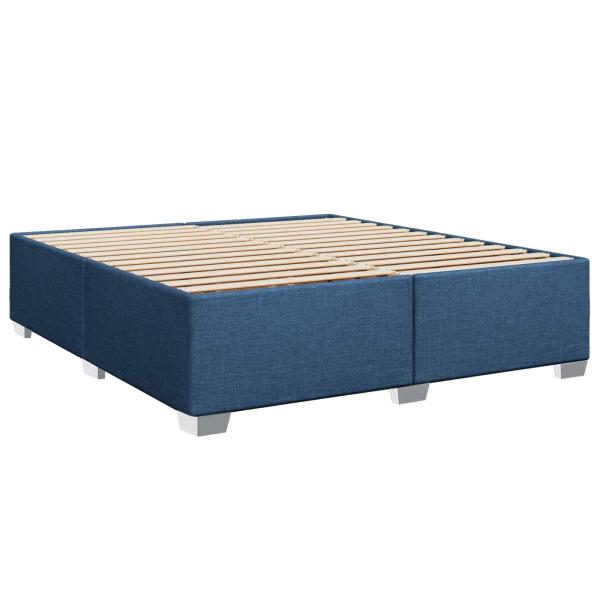 Boxspringbett mit Matratze mit Kopfteil Blau 200 x 200 cm Stoff