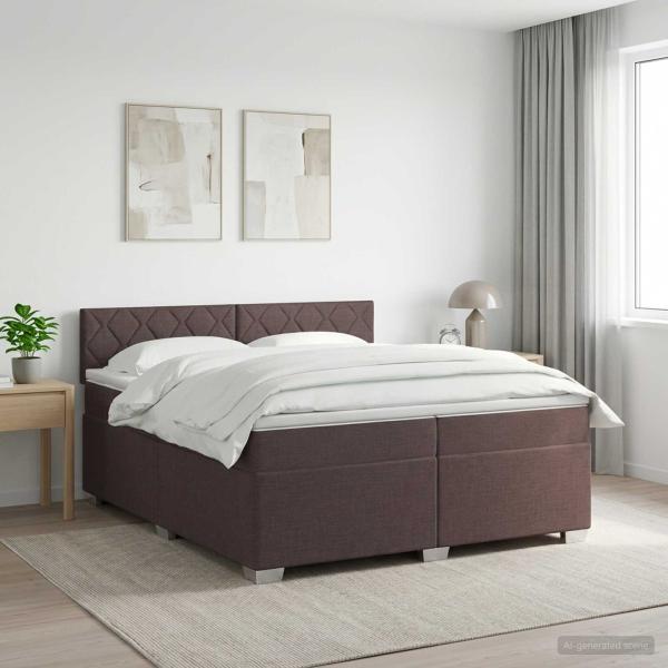 ARDEBO.de - Boxspringbett mit Matratze Dunkelbraun 200 x 200 cm Stoff