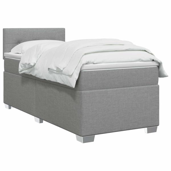 Boxspringbett mit Matratze Hellgrau 90 x 190 cm Stoff