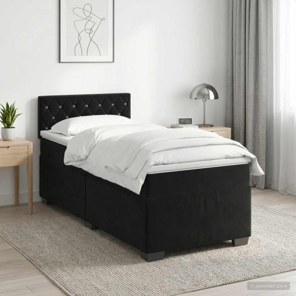 ARDEBO.de - Boxspringbett mit Matratze Schwarz 80 x 200 cm Samt