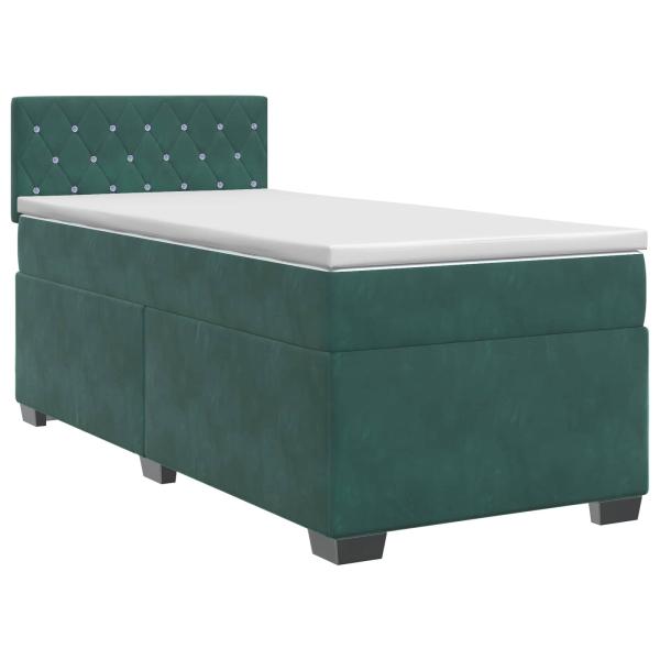 Boxspringbett mit Matratze Dunkelgrün 80 x 200 cm Samt