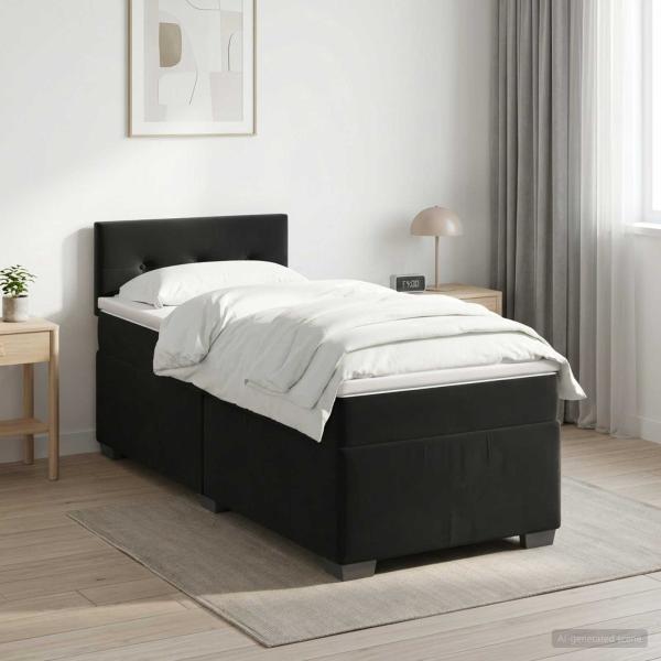 ARDEBO.de - Boxspringbett mit Matratze Schwarz 80 x 200 cm Samt