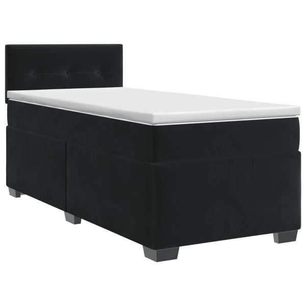 Boxspringbett mit Matratze Schwarz 80 x 200 cm Samt
