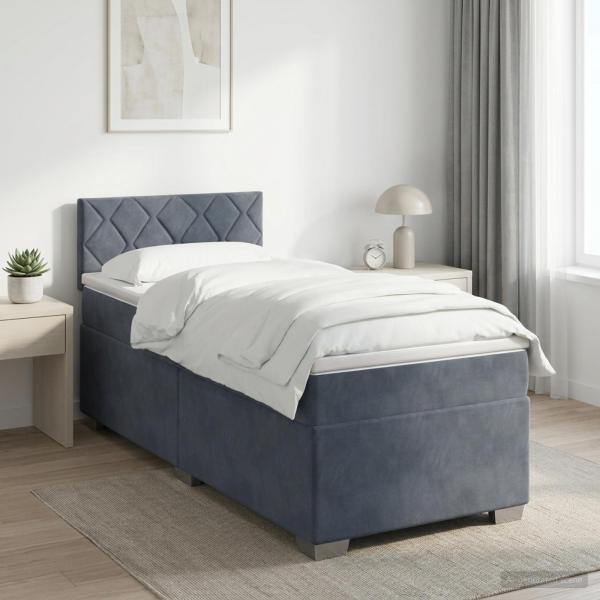 ARDEBO.de - Boxspringbett mit Matratze Dunkelgrau 80 x 200 cm Samt