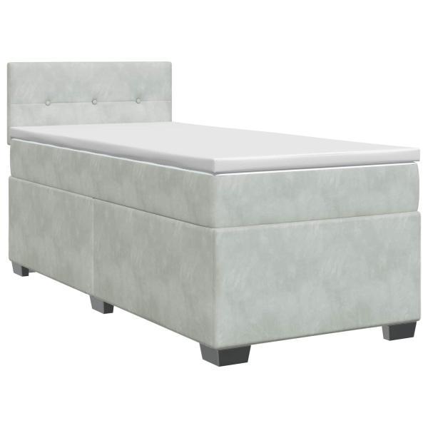 Boxspringbett mit Matratze Hellgrau 90 x 190 cm Samt