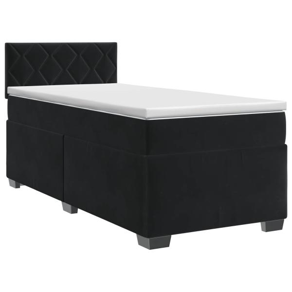 Boxspringbett mit Matratze Schwarz 90 x 190 cm Samt