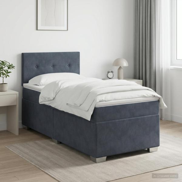 ARDEBO.de - Boxspringbett mit Matratze Dunkelgrau 90 x 200 cm Samt