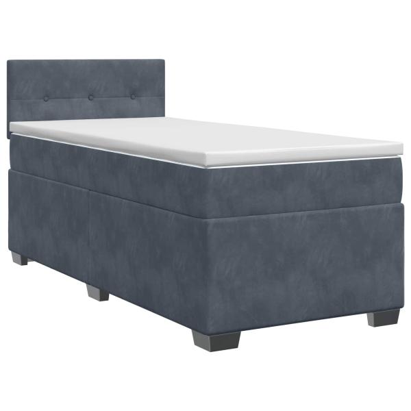 Boxspringbett mit Matratze Dunkelgrau 100 x 200 cm Samt