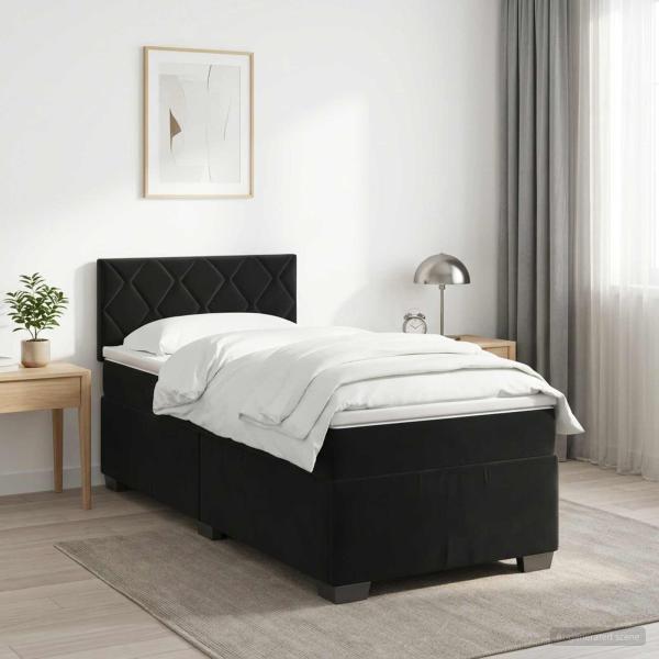 ARDEBO.de - Boxspringbett mit Matratze Schwarz 100 x 200 cm Samt