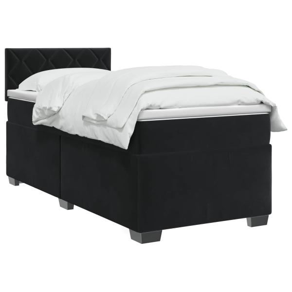 Boxspringbett mit Matratze Schwarz 100 x 200 cm Samt