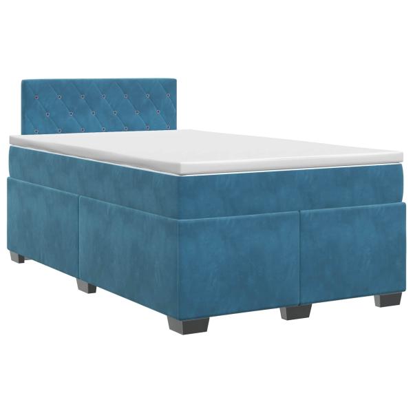 Boxspringbett mit Matratze mit Kopfteil Blau 120 x 190 cm Samt