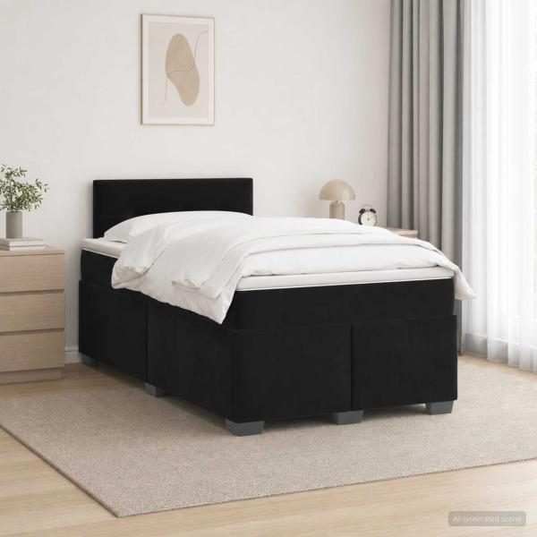 ARDEBO.de - Boxspringbett mit Matratze Schwarz 120 x 190 cm Samt