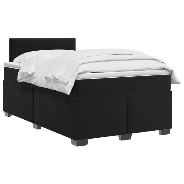 Boxspringbett mit Matratze Schwarz 120 x 190 cm Samt