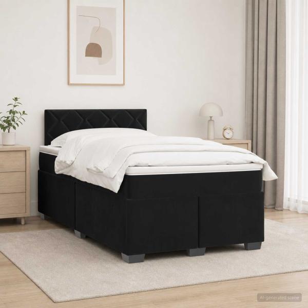 ARDEBO.de - Boxspringbett mit Matratze Schwarz 120 x 190 cm Samt