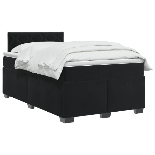 Boxspringbett mit Matratze Schwarz 120 x 190 cm Samt