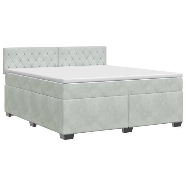 Boxspringbett mit Matratze Hellgrau 140 x 190 cm Samt