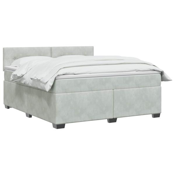 Boxspringbett mit Matratze Hellgrau 140 x 190 cm Samt