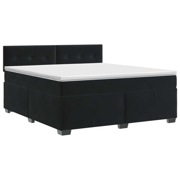 Boxspringbett mit Matratze Schwarz 140 x 190 cm Samt
