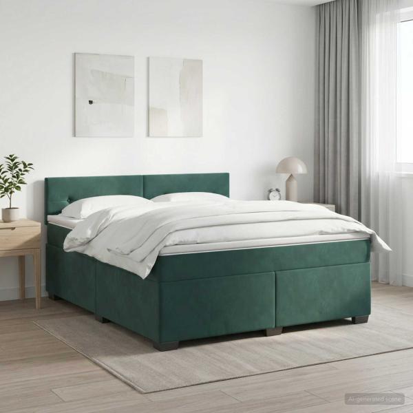 ARDEBO.de - Boxspringbett mit Matratze Dunkelgrün 140 x 190 cm Samt