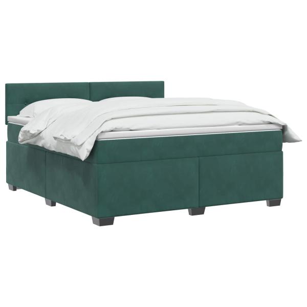 Boxspringbett mit Matratze Dunkelgrün 140 x 190 cm Samt