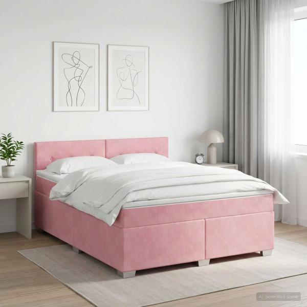 ARDEBO.de - Boxspringbett mit Matratze mit Kopfteil Rosa 140 x 190 cm Samt