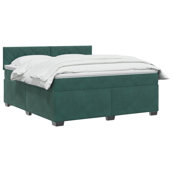 Boxspringbett mit Matratze Dunkelgrün 140 x 190 cm Samt