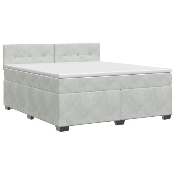 Boxspringbett mit Matratze Hellgrau 160 x 200 cm Samt