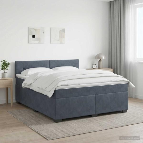 ARDEBO.de - Boxspringbett mit Matratze Dunkelgrau 180 x 200 cm Samt