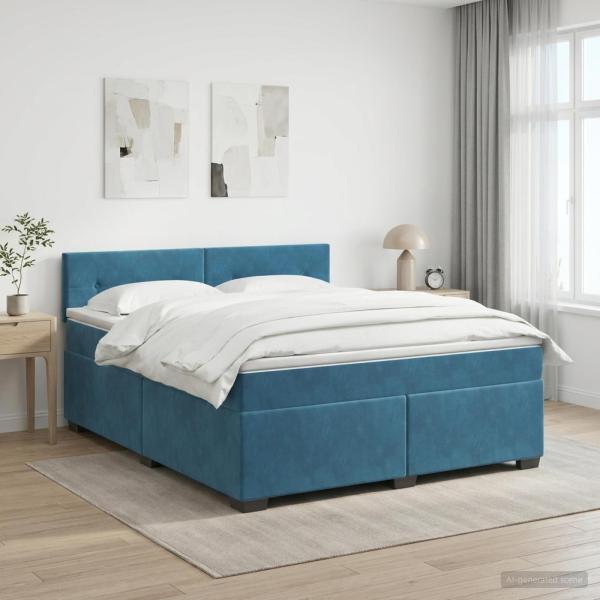 ARDEBO.de - Boxspringbett mit Matratze Dunkelblau 180 x 200 cm Samt