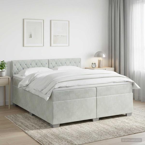 ARDEBO.de - Boxspringbett mit Matratze Hellgrau 200 x 200 cm Samt