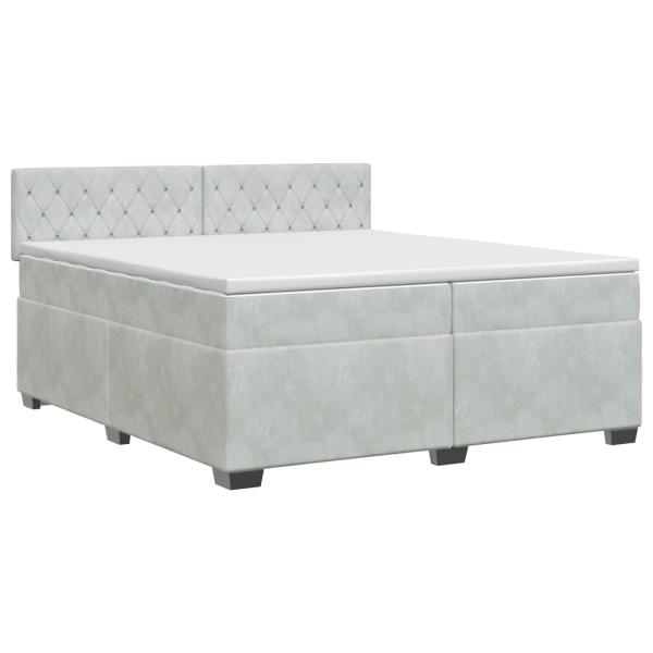 Boxspringbett mit Matratze Hellgrau 200 x 200 cm Samt