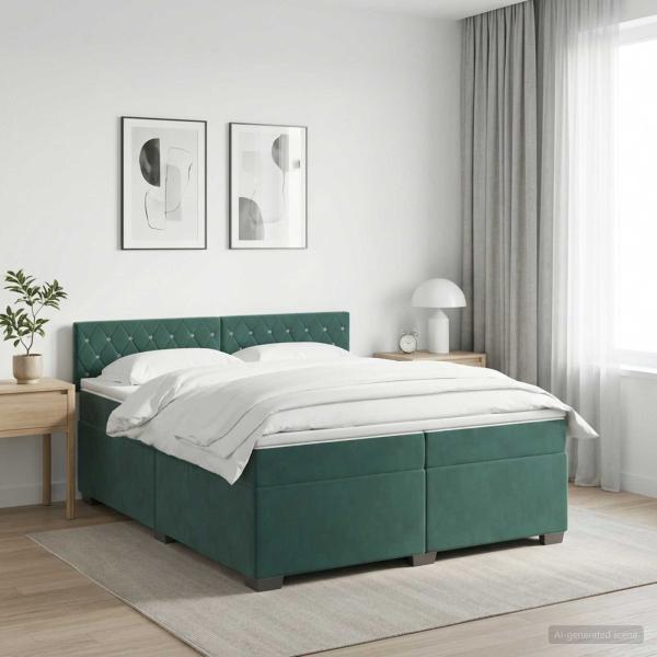ARDEBO.de - Boxspringbett mit Matratze Dunkelgrün 200 x 200 cm Samt