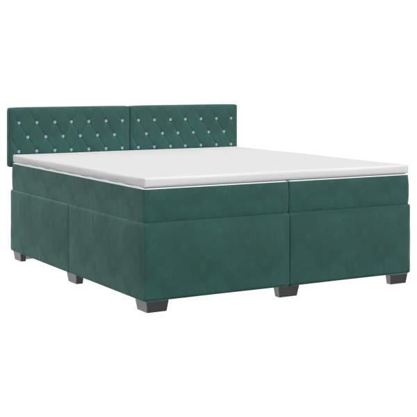 Boxspringbett mit Matratze Dunkelgrün 200 x 200 cm Samt