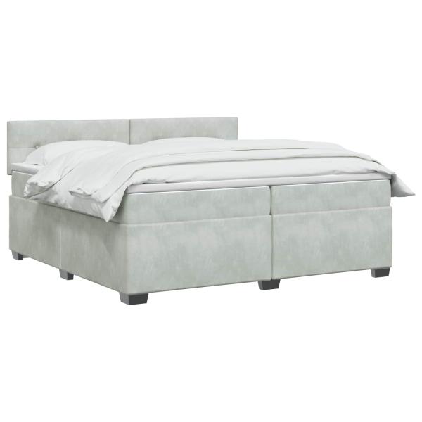 Boxspringbett mit Matratze Hellgrau 200 x 200 cm Samt