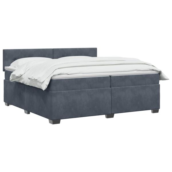 Boxspringbett mit Matratze Dunkelgrau 200 x 200 cm Samt