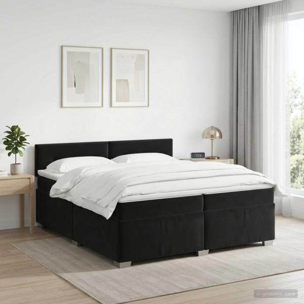 ARDEBO.de - Boxspringbett mit Matratze Schwarz 200 x 200 cm Samt