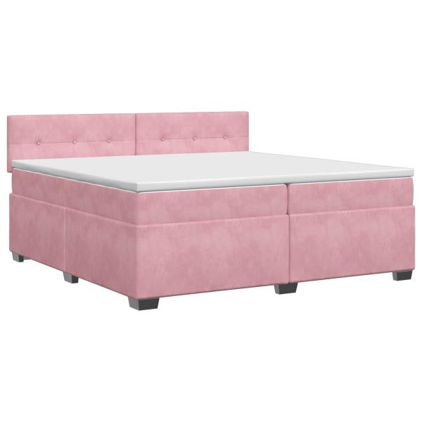 Boxspringbett mit Matratze mit Kopfteil Rosa 200 x 200 cm Samt