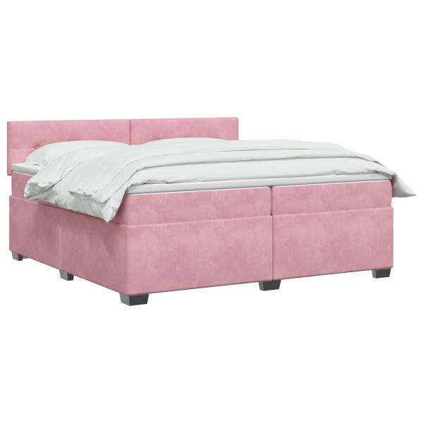 Boxspringbett mit Matratze mit Kopfteil Rosa 200 x 200 cm Samt