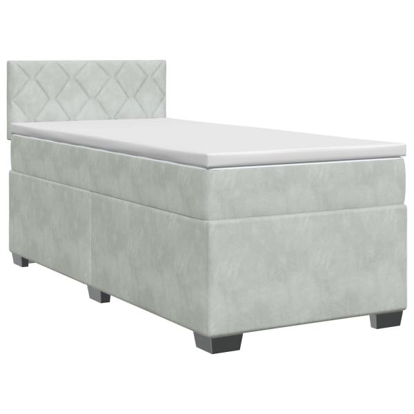 Boxspringbett mit Matratze Hellgrau 90 x 190 cm Samt