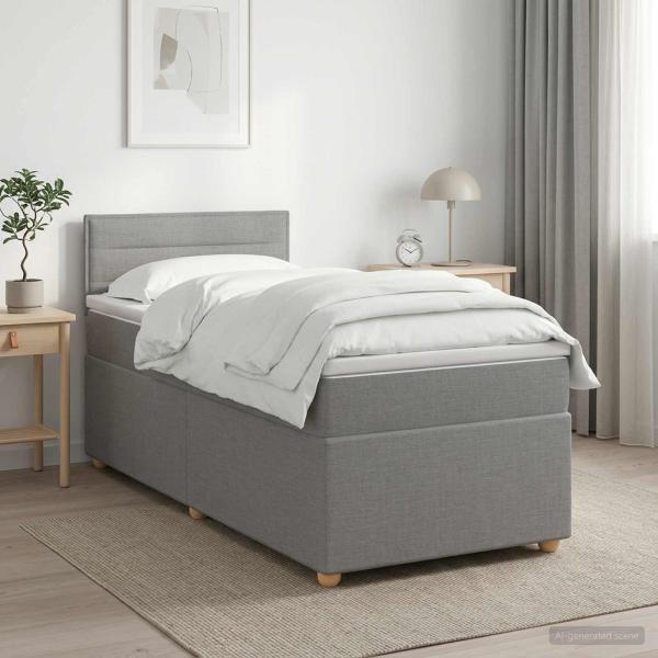 ARDEBO.de - Boxspringbett mit Matratze Hellgrau 80 x 200 cm Stoff
