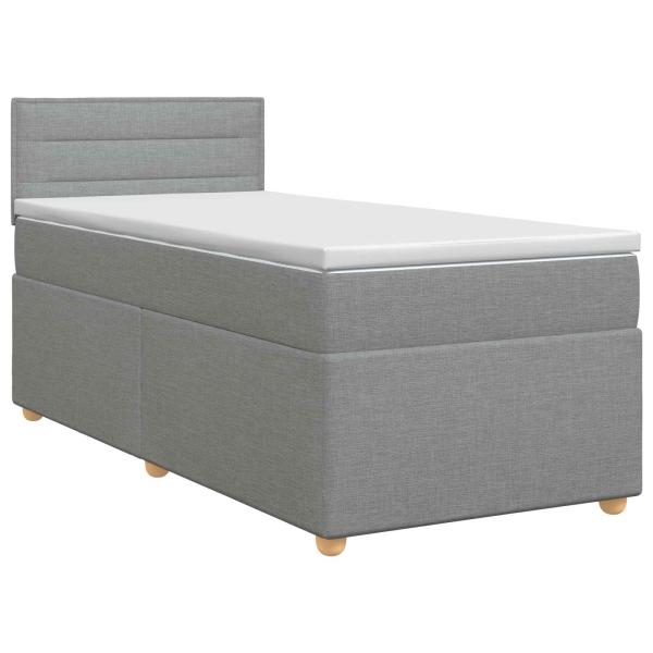 Boxspringbett mit Matratze Hellgrau 80 x 200 cm Stoff