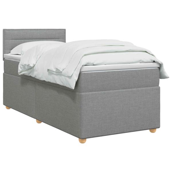 Boxspringbett mit Matratze Hellgrau 80 x 200 cm Stoff