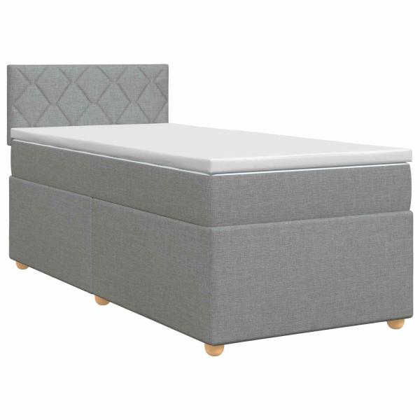 Boxspringbett mit Matratze Hellgrau 80 x 200 cm Stoff