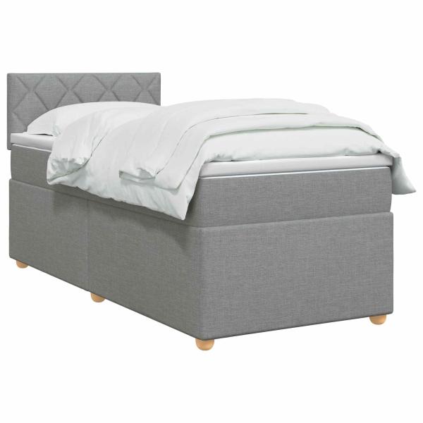 Boxspringbett mit Matratze Hellgrau 80 x 200 cm Stoff