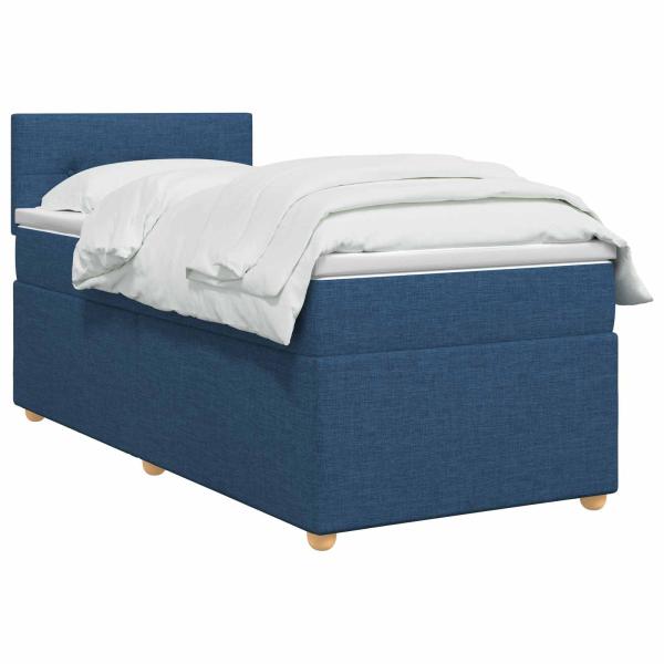 Boxspringbett mit Matratze mit Kopfteil Blau 90 x 200 cm Stoff