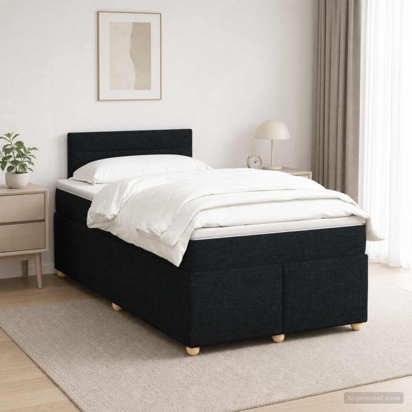 ARDEBO.de - Boxspringbett mit Matratze Schwarz 120 x 200 cm Stoff