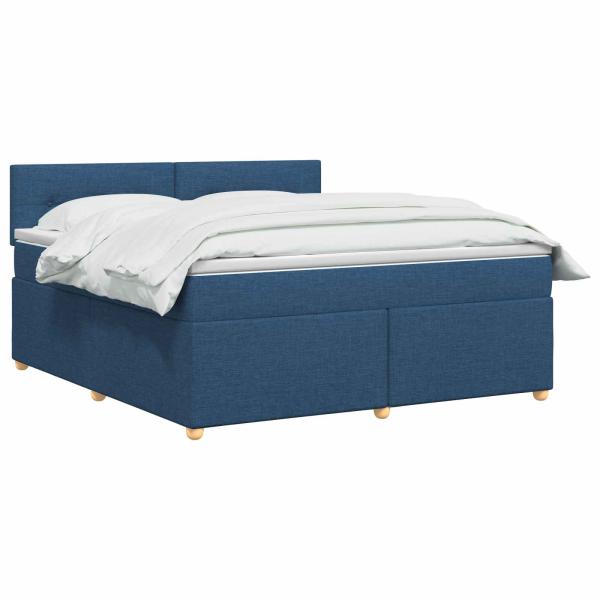 Boxspringbett mit Matratze mit Kopfteil Blau 140 x 190 cm Stoff