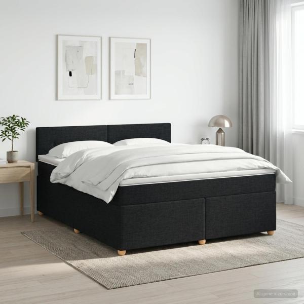 ARDEBO.de - Boxspringbett mit Matratze Schwarz 180 x 200 cm Stoff