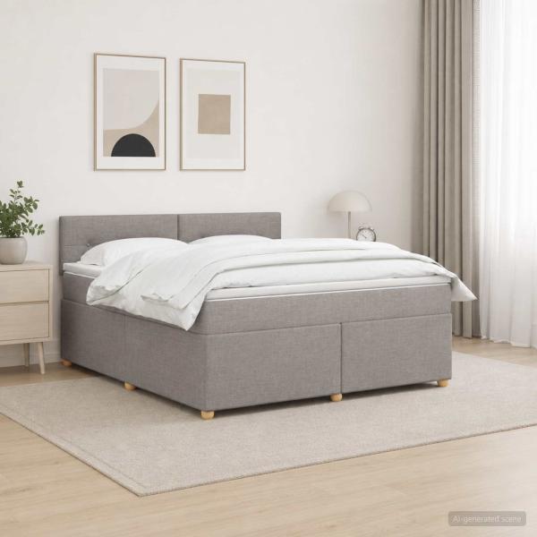 ARDEBO.de - Boxspringbett mit Matratze Taupe 180 x 200 cm Stoff