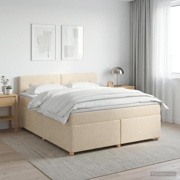 ARDEBO.de - Boxspringbett mit Matratze Creme 180 x 200 cm Stoff